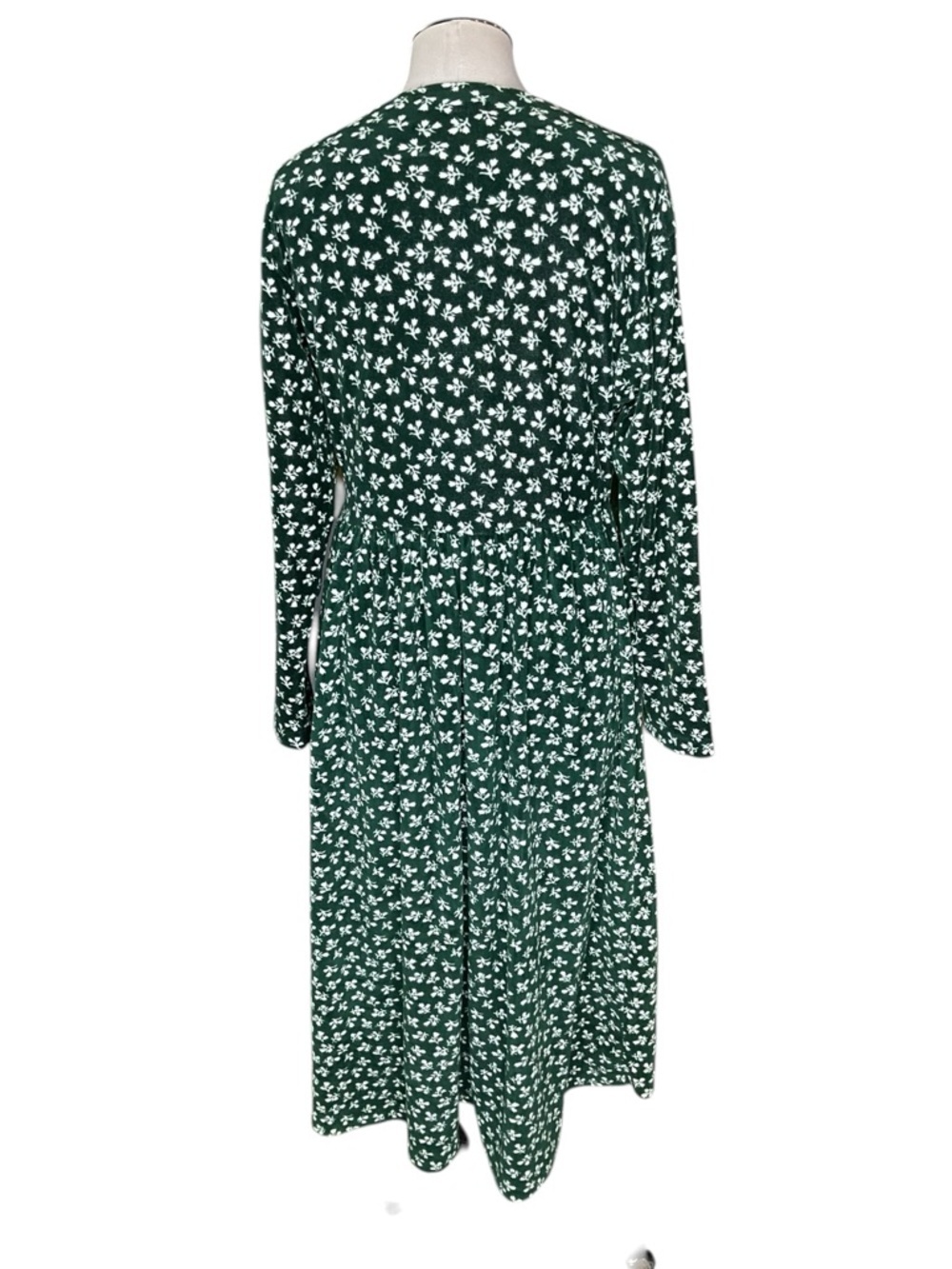 FADS Green Floral Dress Medium Long Sleeve Cottagecore Casual Midi - Picture 3 of 6